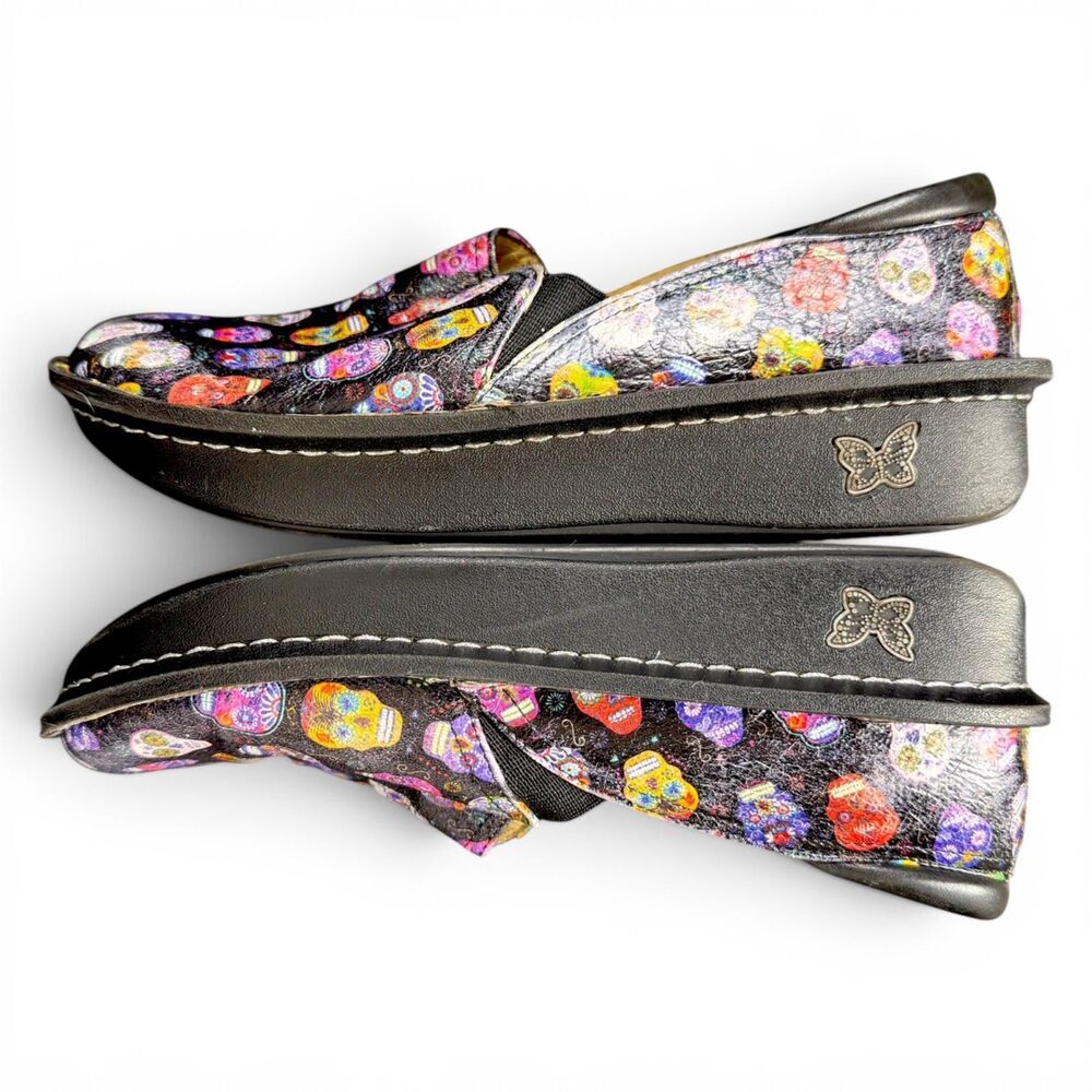 alegria debra sugar skulls leather whimsigoth black, multicolor women's clogs 39